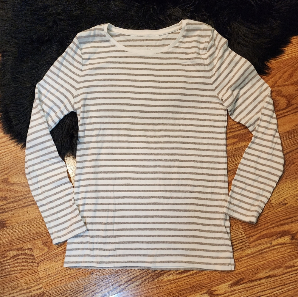 Long Sleeve Striped Stretchy Tee Women's Size XL